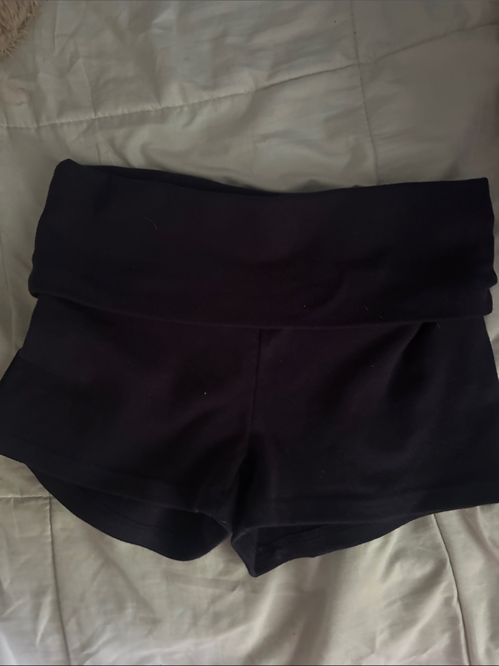 Navy Fold-Over Waist Yoga Shorts